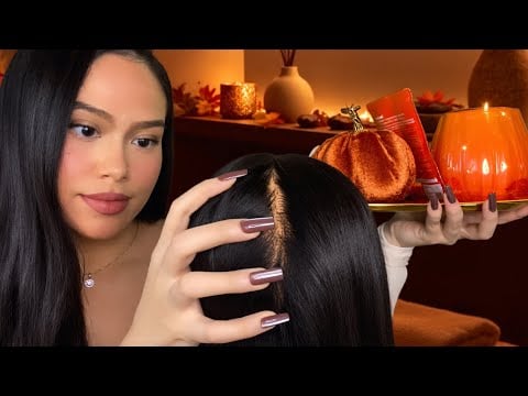ASMR 🍁Fall Scalp & Face Spa 🍂Scalp Scratch, Massage, Check + Face Massage & Touching Roleplay