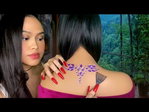 ASMR Girl Does Your FAVORITE Back Scratch / Tracing Triggers + Massage | Some Hair Play | Roleplay