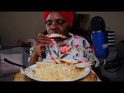 Seafood Pasta ASMR Eating Sounds For Relaxing Comforting