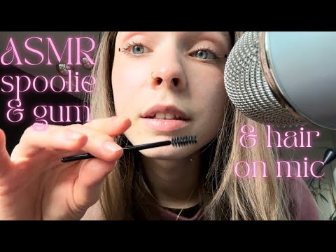 ASMR • spoolie nibbling, gum chewing, hair on the mic - bran melting! 👽✨💗