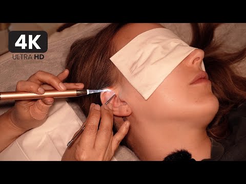 Unintentional ASMR Ear Wax Cleaning ✨ with gentle knife scraping and skin sounds ear massage