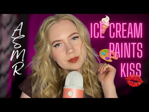 ASMR 🎧 spit paint 🎨 ice cream 🍦 kiss 💋 | #asmrminuha #asmr