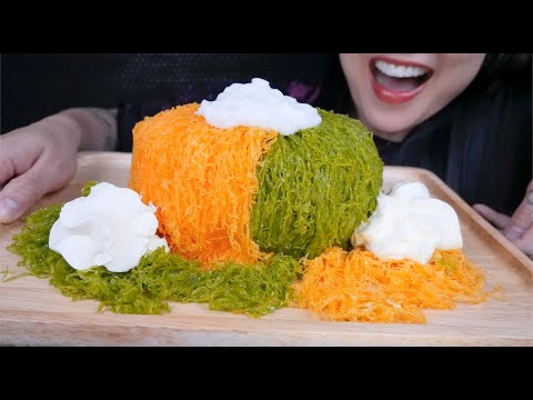 FOY TONG CAKE (THAI DESSERT) ASMR EATING SOUNDS | LIGHT WHISPERS | SAS-ASMR