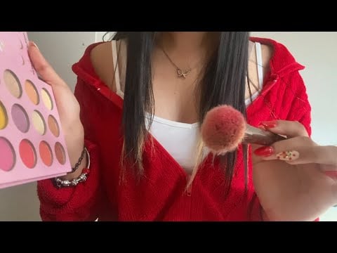 asmr my first video in english 🍓| doing your makeup 💗✨