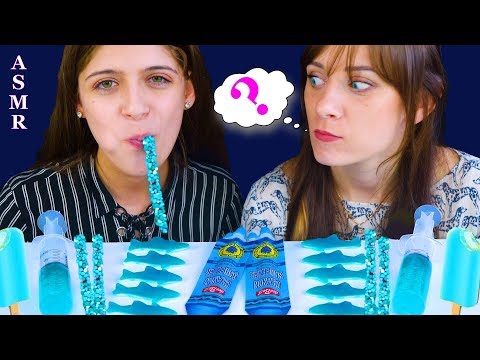 ASMR Blue Color Nerds Rope Jelly, Gummy Sharks, Edible Jello Shooter, Jelly Ice Cream