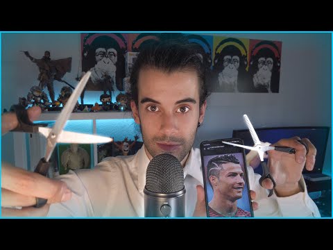 ASMR PELUQUERÍA Y BARBERÍA - CORTE DE PELO CR7 - ROLEPLAY ESPAÑOL