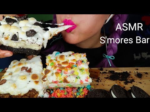 ASMR OREO S’MORE BAR+FRUITY PEBBLE S’MORE BAR  EATING SOUND |오레오 스모어 바 리얼사운드 먹방|CURIE.ASMR