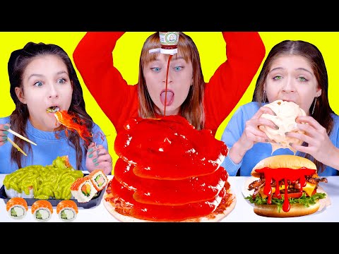 ASMR BIG, MEDIUM or SMALL SAUCE CHALLENGE! | MUKBANG BY LILIBU