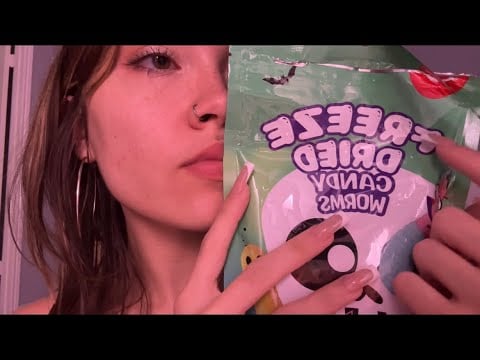ASMR freeze dried candy eating (up close, mouth sounds, crunchy sounds) 
