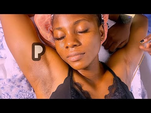 ASMR armpit tickling, feet tickling, lymphatic stomach drainage, underarm massage for relaxation