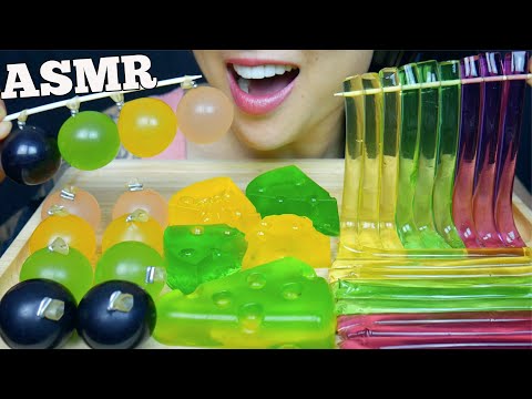 ASMR KYOHO GRAPE PEACH MANGO JELLY + NOODLE CHEESE JELLO (EATING SOUNDS) NO TALKING | SAS-ASMR