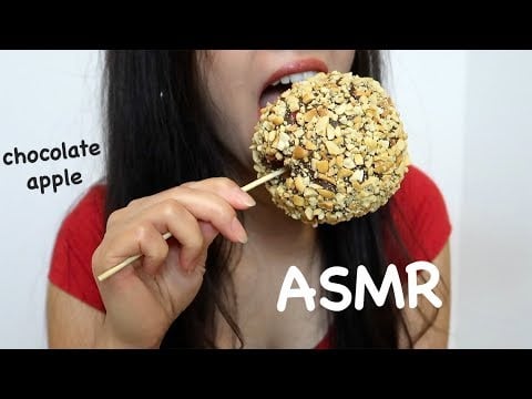 ASMR Chocolate Covered Apple Crunchy Eating Sounds