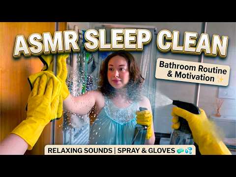 ASMR Bathroom Cleaning for SLEEP💦 | Cleaning Motivation, Water Sounds, Spray & Gloves Sounds 🧼