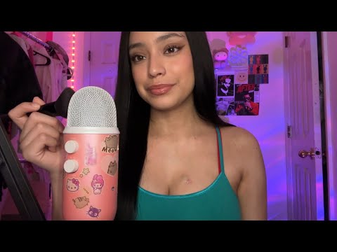 ASMR - Mic Brushing, Whispers, Mouth Sounds | Trigger Words + Hand Movements