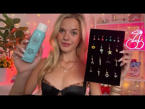 ASMR Belly Button Piercing Roleplay 🍒✨ (jewelry selection, cleaning, etc)