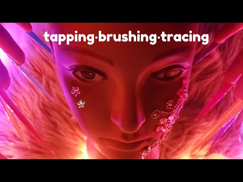 ASMR Tapping on Mannequin Head, Face Tracing and Face Brushing - Long Nails - Whispering