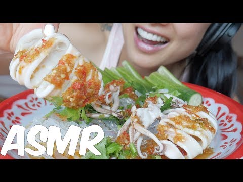 ASMR SQUID Kelp Noodle w/ Seafood Sauce (SATISFYING CRUNCHY EATING SOUNDS) NO TALKING | SAS-ASMR