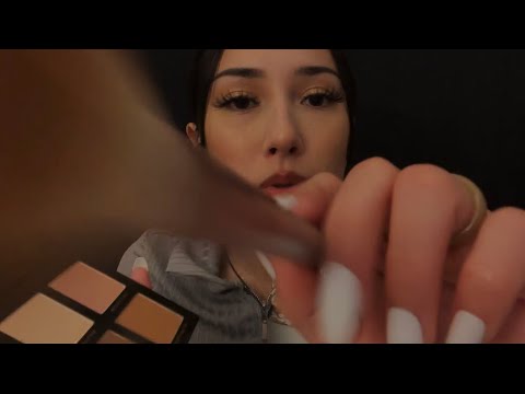 ASMR doing your makeup fast and aggressive