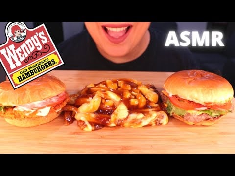 ASMR WENDY'S CHICKEN SANDWICH + BURGER MUKBANG 먹방 (COLLAB W/ ASMR WITH VIC) *NO TALKING*