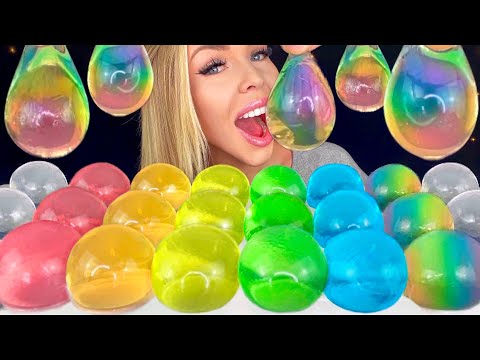 ASMR EDIBLE WATER BOTTLE *NO PLASTIC* HOW TO MAKE EDIBLE WATER BOTTLE, RAINBOW MUKBANG 먹방 꿀벌