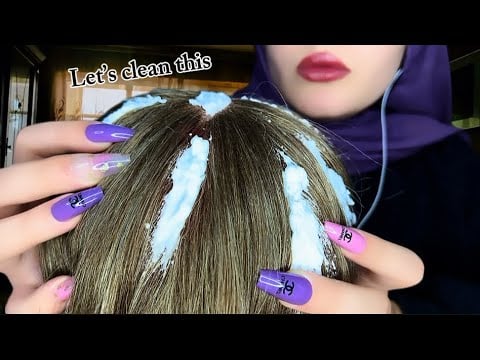 ASMR Hair Dandruff Removal 💆🏻‍♀️ Relaxing Scalp Scratching & Hair Brushing (No Talking)