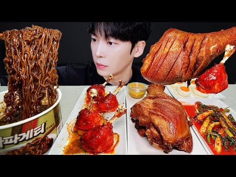MUKBANG | 직접 만든 양념치킨 & 짜파게티 파김치 계란 먹방 | 레시피 KOREAN Fried chicken RECIPE HOME FOOD