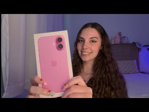 ASMR | Pink iPhone Unboxing - Tapping & Whisper Yapping to Help You Sleep😴💗