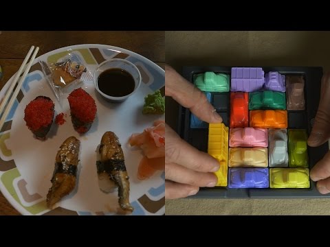 ASMR Let's Eat Sushi (Eel & Flying Fish Roe) + Rush Hour Game