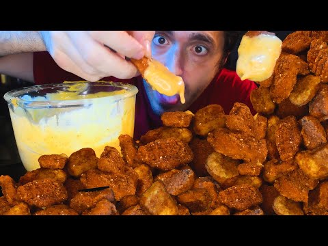 CHEESE SAUCE 48 SPICY CHICKEN NUGGET CHALLENGE * ASMR NO TALKING * | Nomnomsammieboy