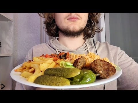 Kızartma Mukbang ASMR | Köfte, Makarna, Patates, Yoğurt | Benimle Bir Akşam Yemeği | Türkçe ASMR