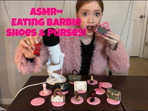 ASMR~ EATING BARBIE SHOES & PURSES... 👛 👠