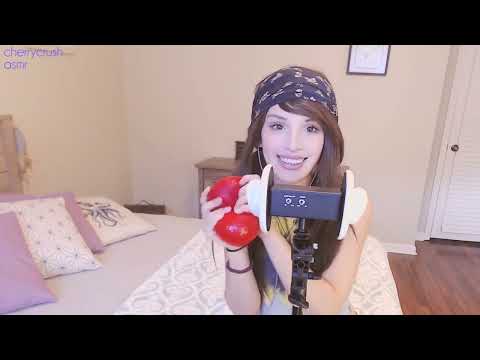 Cherry Crush ASMR // Squishing & Ear Eating - Binaural mouth sounds // cherrycrush