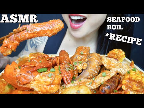 ASMR SEAFOOD BOIL with RECIPE *KING CRAB + LOBSTER + OCTOPUS (EATING SOUNDS) NO TALKING | SAS-ASMR