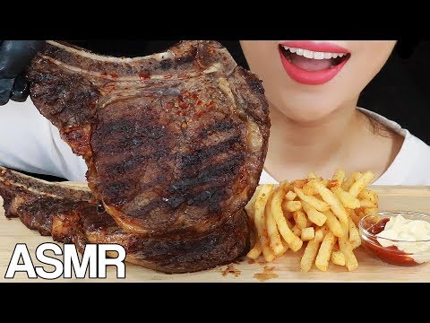 ASMR TOMAHAWK RIBEYE STEAK & FRIES EATING SOUNDS MUKBANG NO TALKING