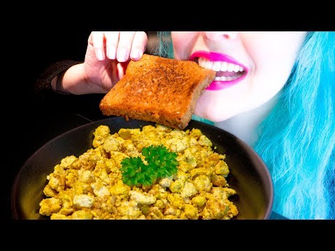 ASMR: Scrambled Tofu Egg & Crunchy Butter Toast ~ Relaxing Eating Sounds [No Talking|V] 😻