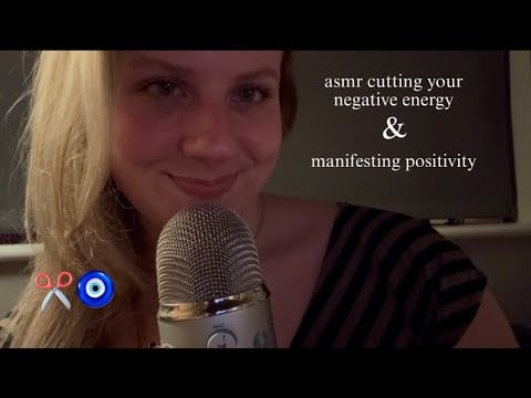 asmr cutting your negative energy and manifesting positivity (gentle whispers, energy cutting) 🧿