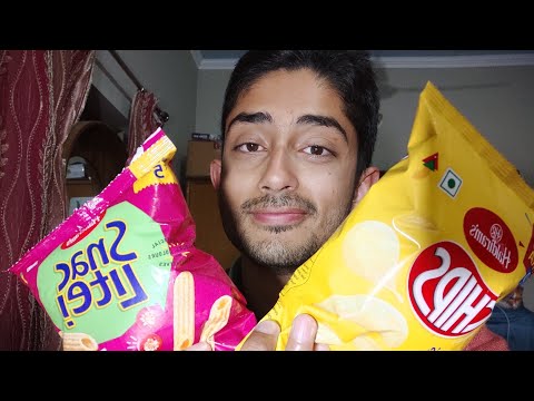 ASMR EATING CRUNCHY Indian Snacks and Whispering 🇮🇳 (ft. Haldiram) 🍟