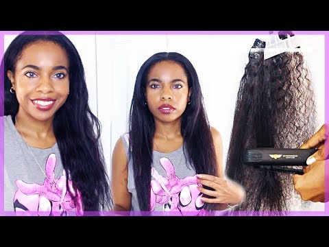 CURLY TO STRAIGHT // FLAT IRONING CURLY CLIP INS