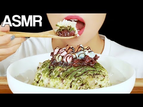 ASMR MATCHA SHAVED ICE DESSERT 🍨BINGSU🍨 EATING SOUNDS MUKBANG