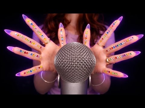 HYPNOTIC ASMR ✨ Deep Sleep Mic Scratching 💜 Decorated Nails & Gems