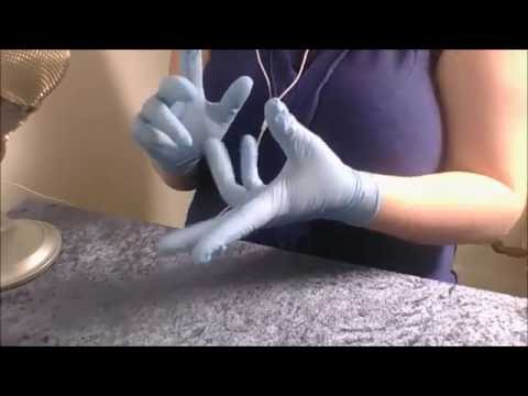 ASMR hand movements with latex gloves, no talking.