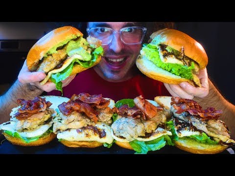 JALAPEÑO SAUCE FRIED CHEESE BACON CHICKEN SANDWICH * ASMR NO TALKING * | Nomnomsammieboy