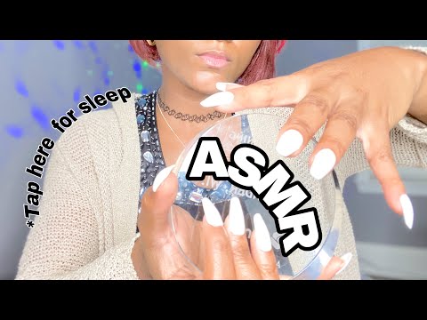 🌙ASMR TAPPING🌙  & Mouth Sounds FOR SLEEP😴 (Long Nails on GLASS)