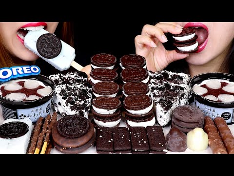 ASMR OREO PARTY (OREO CREAM PIE, MINI ICE CREAM SANDWICHES, MOCHI ICE CREAM CUPS, MARSHMALLOW PIE)먹방