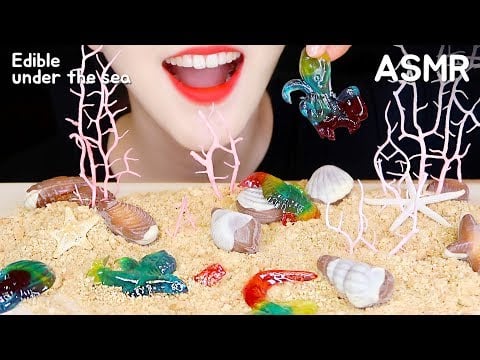 Let's eat under the sea ASMR EDIBLE UNDER THE SEA CHOCOLATE ASMR GUMMY ASMR