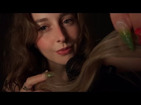 ASMR hair play with the clicky whisper ramble you’ve been asking for 