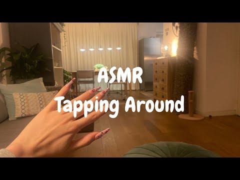 ASMR tapping around living room | no talking | long nails | lof