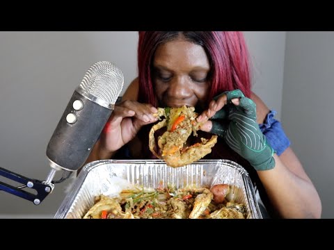 Spicy Dressing Crabs Tray ASMR Eating Sounds