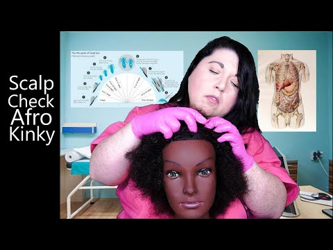 ASMR Scalp Check with Gloves on Afro/Kinky Hair | Whispering, Combing, Scratching | Medical RP