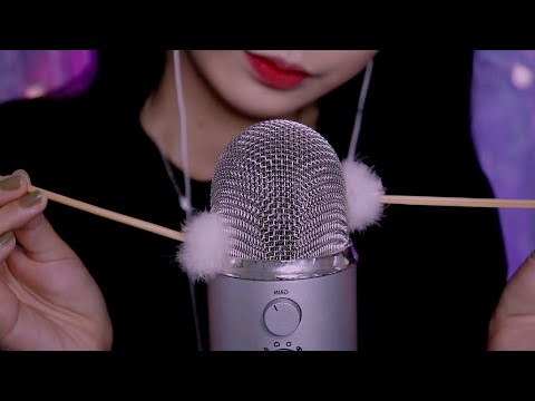 ASMR 부드러운 솜털, 스핏페인팅, 👄소리, 손소리, 시각적 팅글, 빠른 단어반복, 뽀뽀 사운드 조금 | 블루예티 팅글 가득🤎